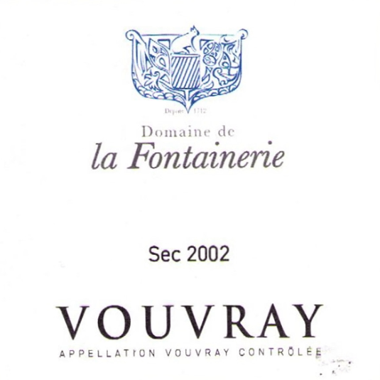 Domaine de la Fontainerie 2002 Sec AOC Vouvray 750mL